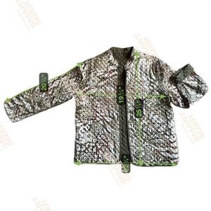 Quilted Reversible  Jacket Brown Olive Green Metallic Boho Approx‎ Size Large